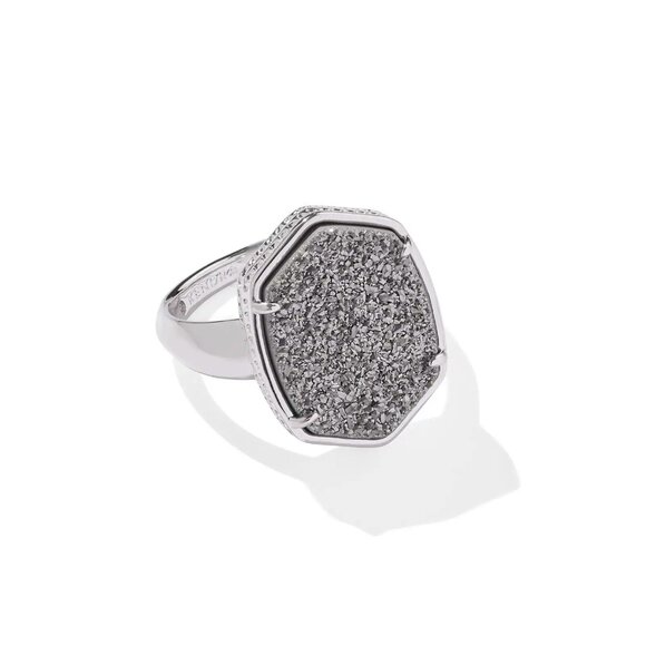 Perfect for Gift Kendra Scott GiftDaphne Silver Statement Ring in Platinum Drusy - Picture 1 of 2